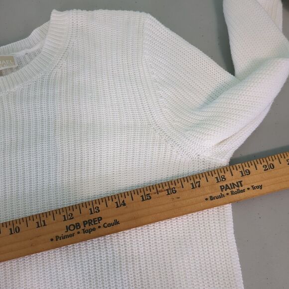 Michael Kors White Sweater with side whipstitching with gold accents medium - Picture 3 of 6